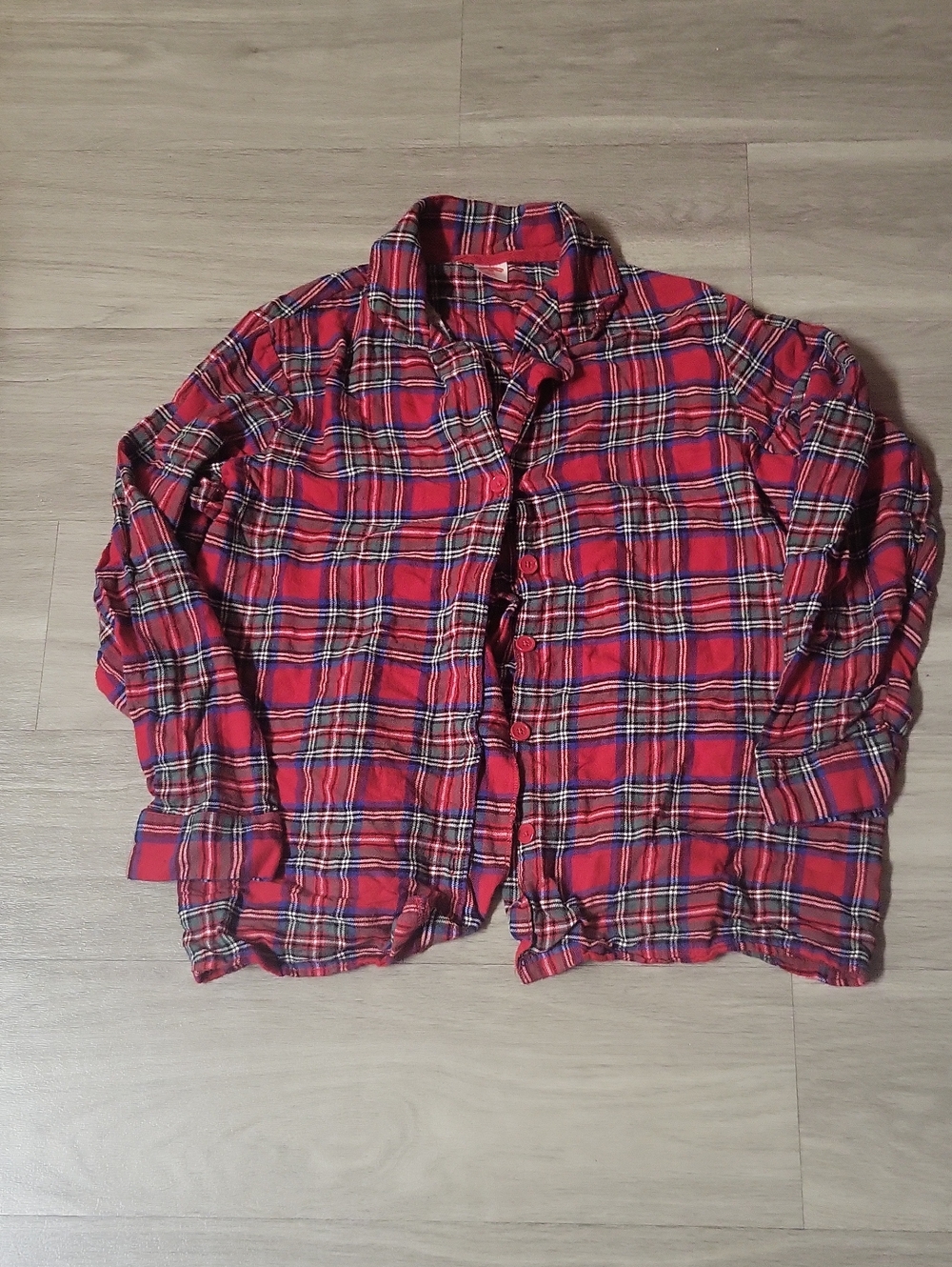 Womens Red Plaid Button-Up Shirt